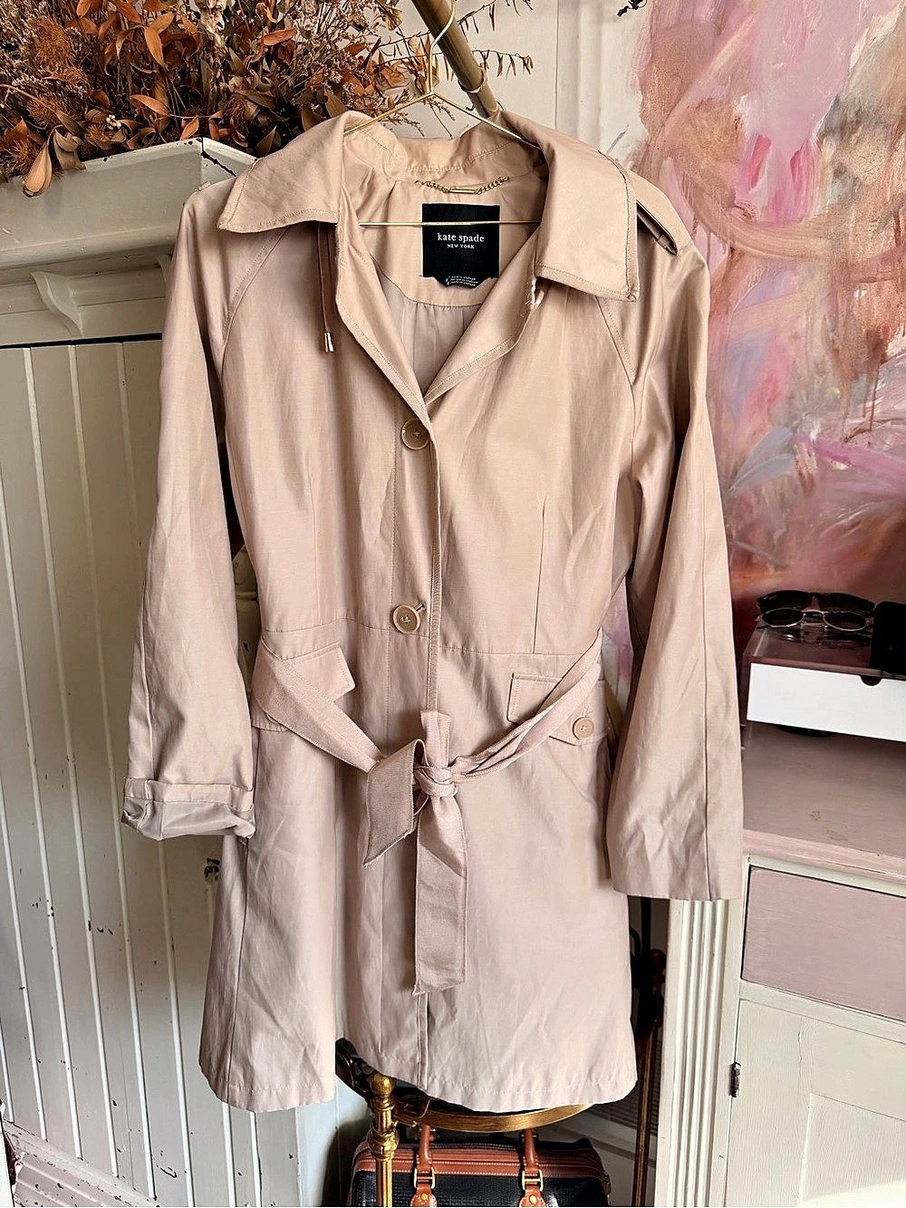 Kate Spade Trench Coat in Pink Size Large